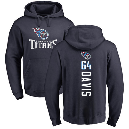 Tennessee Titans Men Navy Blue Nate Davis Backer NFL Football #64 Pullover Hoodie Sweatshirts